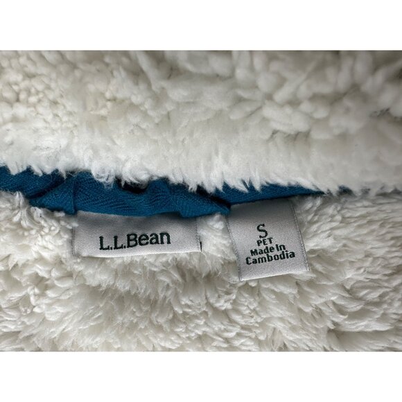 L.L.Bean Small Petite Teal Sherpa Lined Open Cardigan Style 515087 - Picture 12 of 15